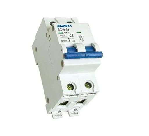 [BRE-AND-CON02016] BREAKER TERMOMAGNETICO 2 X 16 AMP C. CURVE REF .DZ49-63-2P-16A MARCA ANDELI