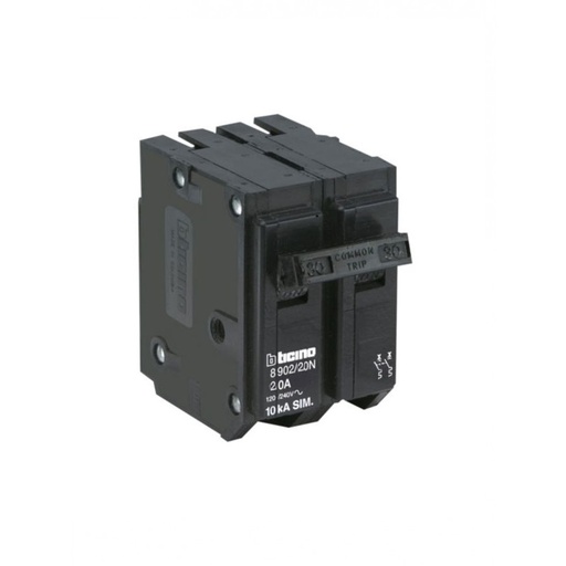 [BRE-BTI-8902.20N] BREAKER PARA EMPOTRAR 2 X 20 A REF. 8902 / 20N THQL MARCA BTICINO