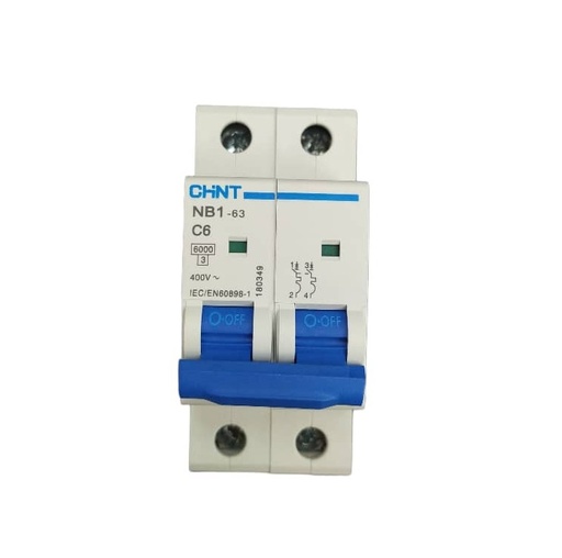 [BRE-CHI-CHI030009] BREAKER TERMOMAGNETICO 2 X 6 AMP 230 / 400 V MOD. NB1-63-C6 REF. CHI030009 COD. 306069 MARCA CHINT