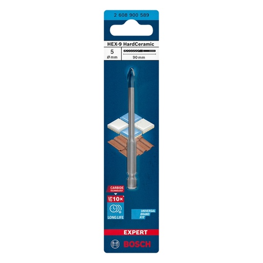 [BRO-BOS-2608587160] BROCA PARA CERAMICA 5MM X 90MM HEX-9 REF. 2608900589 / 589318/ 232410 MARCA BOSCH