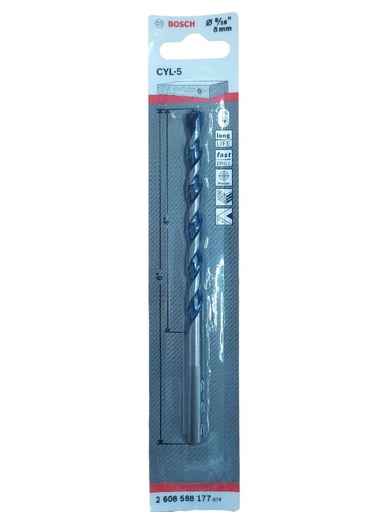 [BRO-BOS-2608588177] BROCA PARA CONCRETO 5/16" X 4" X 6" BLUE GRANITE CYL-5 REF. 2608588177/ 872143 / 690676 MARCA BOSCH