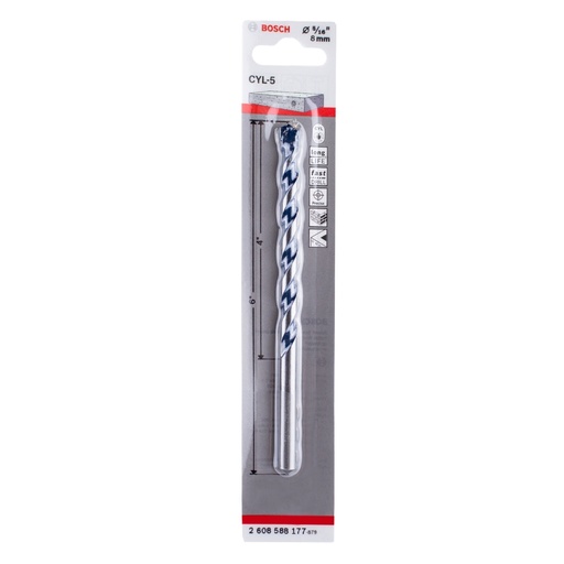[BRO-BOS-2608588177] BROCA PARA CONCRETO 5/16" X 4" X 6" BLUE GRANITE CYL-5 REF. 2608588177/ 872143 / 690676 MARCA BOSCH