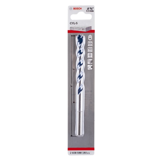 [BRO-BOS-2608588180] BROCA PARA CONCRETO 3/8" X 4" X 6" BLUE GRANITE CYL-5 REF. 2608588180 / 872156 / 690706 MARCA BOSCH