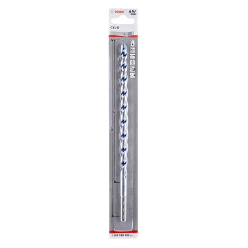 [BRO-BOS-2608588181] BROCA PARA CONCRETO 3/8" X 8" X 10" BLUE GRANITE CYL-5 REF. 2608588181 / 872159 / 690713 MARCA BOSCH