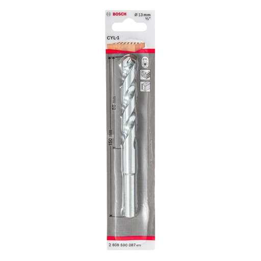 [BRO-BOS-2608590087] BROCA PARA CONCRETO 1/2" X 6" 13 MM X 150 MM CYL-1 REF. 2608590087 / 435000 / 871887 MARCA BOSCH