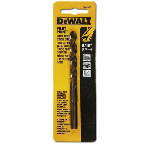 [BRO-DEW-DW1920] BROCA / MECHA PUNTA DE PILOTO 5/16" P/METAL - MADERA - PVC REF. DW1920 MARCA DEWALT
