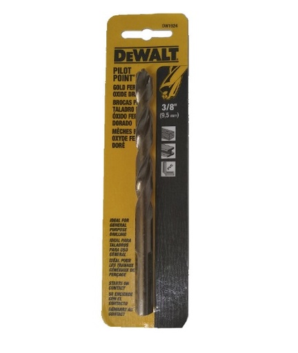 [BRO-DEW-DW1924] BROCA / MECHA PUNTA DE PILOTO 3/8" P/METAL - MADERA - PVC REF. DW1924 MARCA DEWALT