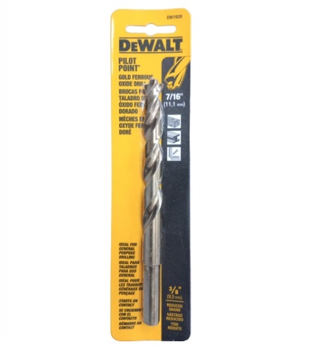 [BRO-DEW-DW1928] BROCA / MECHA PUNTA DE PILOTO 7/16" P/METAL Y MADERA REF. DW1928 MARCA DEWALT
