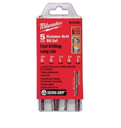 [BRO-MIL-48-20-8851] JUEGO DE BROCAS PERCUSION MAMPOSTERIA 5 PZAS REF. MET-48-20-8851 MARCA MILWAUKEE