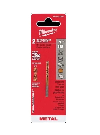 [BRO-MIL-48-89-2201] BROCA DE TITANIO 1/16" (1,59 MM ) REF. 48-89-2201 MARCA MILWAUKEE