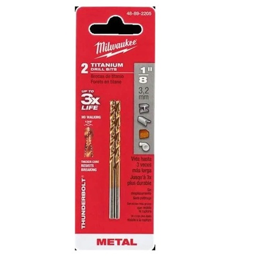 [BRO-MIL-48-89-2205] BROCA DE TITANIO 1/8" (3,18 MM ) REF. 48-89-2205 MARCA MILWAUKEE