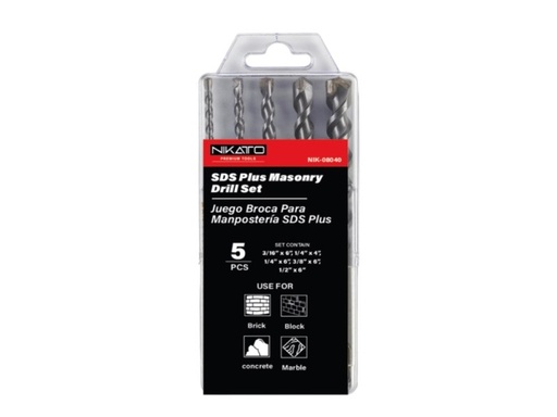 [BRO-NIK-NIK-08035] JUEGO DE BROCAS PARA MAMPOSTERIA SDS 3/16"-1/2" REF. NIK-08035 MARCA NIKATTO