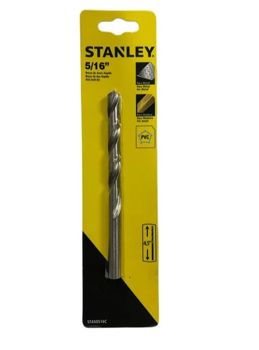 [BRO-STA-50516C] BROCA HSS 5/16" PARA METAL - MADERA - PVC REF. STA50516C MARCA STANLEY