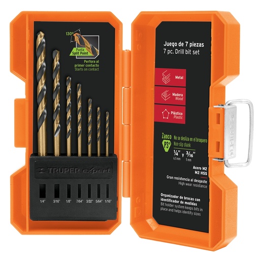 [BRO-TRU-11396] JUEGO DE BROCAS A/VELOCIDAD P/METAL 7 PZAS.MOD-JBAV-7 REF.11396 MARCA TRUPER