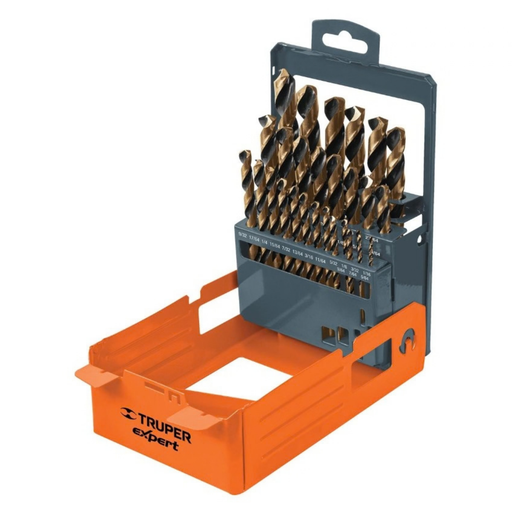 [BRO-TRU-50004] JUEGO DE BROCAS 29 PZAS DE 3/16" A 1/2" HSS P/ACERO MOD. DESP-BAV-29C REF. 50004 MARCA TRUPER
