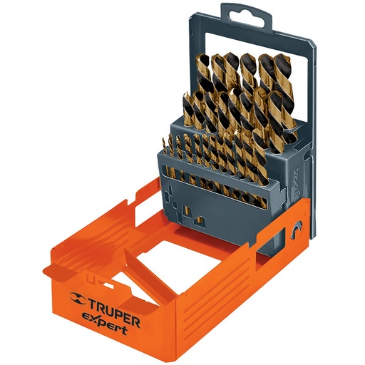 [BRO-TRU-50004] JUEGO DE BROCAS 29 PZAS DE 3/16" A 1/2" HSS P/ACERO MOD. DESP-BAV-29C REF. 50004 MARCA TRUPER