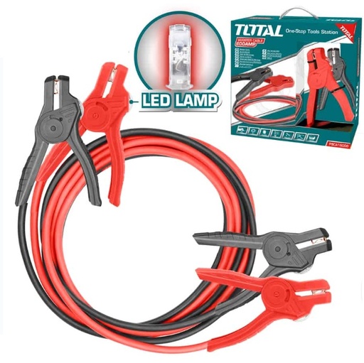 [CAB-TOT-PBCA16008L] CABLES AUXILIARES DE BATERIA 3 MTS 600 AMP + LAMPARA LED REF. PBCA16008L MARCA TOTAL TOOLS