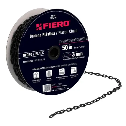 [CAD-FIE-44160] CADENA PLASTICA NEGRA DE 3 MM MOD. CAPL-3N POR METRO REF. 44160 MARCA FIERO