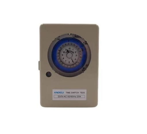 [CAJ-AND-CON20263] INTERRUPTOR HORARIO ANALOGICO BORNERA TB-35 AC 220V 10A 24 IP20 24HRS REF. CON20263 MARCA ANDELI