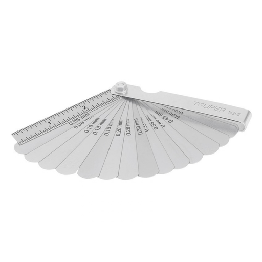 [CAL-TRU-14395] CALIBRADOR DE LAMINAS 15 HOJAS STAD - MM / PULG P/ VALVULAS/BUJIAS MOD.CAL-15 REF.14395 MARCA TRUPER