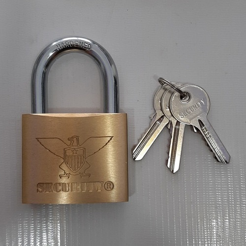 [CAN-SEC-50MM] CANDADO PLANO DE 50 MM CUELLO ESTANDAR COLOR BRONCE REF. 544728 MARCA SECURITY