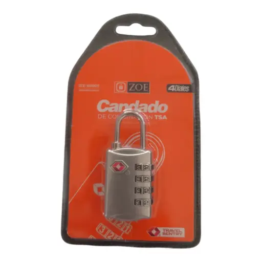 [CAN-ZOE-3090DY] CANDADO DE COMBINACION TSA (4 DIALES) CROMADO MOD. ZCE-3090DY REF. CE0136 MARCA ZOE