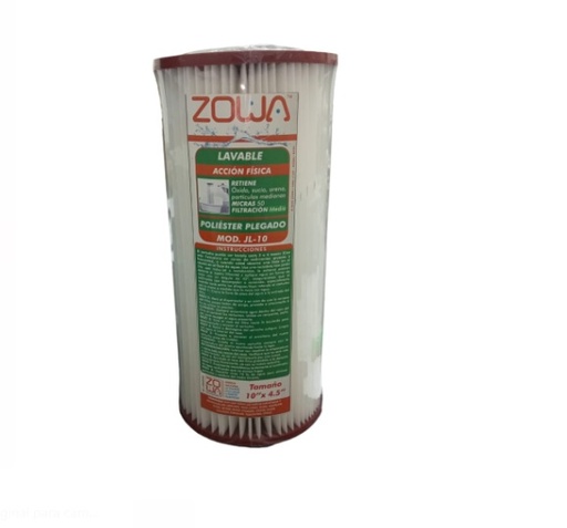 [CAR-ZOW-ZC-JL10] CARTUCHO LAVABLE 10" 4.5" P/ SEDIMENTOS Y PARTICULAS/ POLYESTER PLEGADO REF. ZC-JL10 MARCA ZOWA ( PROMO )