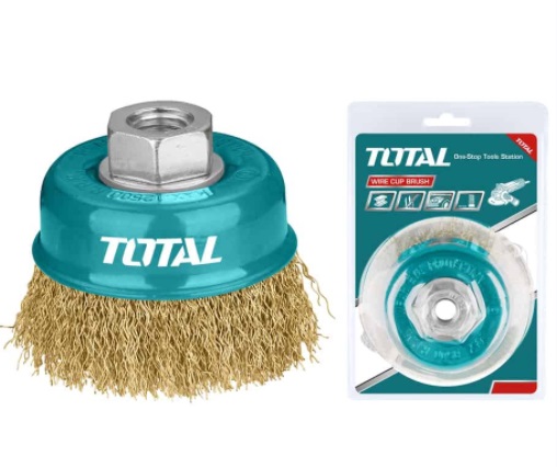 [CEP-TOT-UTAC31031] CEPILLO DE ALAMBRE CIRCULAR C/EJE 3" x 5/8" CAL.0.30 MM (ACERO LATONADO) REF. UTAC31031 TOTAL TOOLS