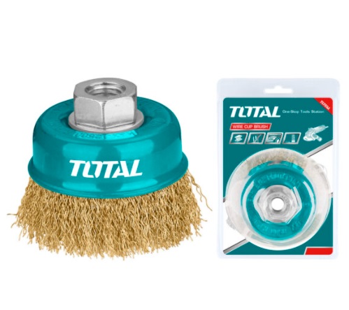 [CEP-TOT-UTAC31041] CEPILLO DE ALAMBRE CIRCULAR C/EJE 4" x 5/8" CAL.0.30 MM (ACERO LATONADO) REF. UTAC31041 TOTAL TOOLS