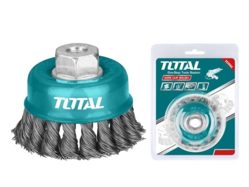 [CEP-TOT-UTAC32031] CEPILLO COPA ALAMBRE TRENZADO 3 X5/8" CAL.0.50 MM (ACERO AL CARBONO) REF. UTAC32031 MARCA TOTAL TOOLS
