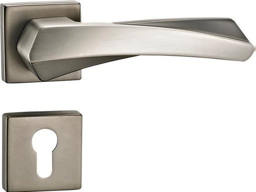 [CER-BAR-CER.06.15] CERRADURA DE MANILLA CON ROSETA PARA DORMITORIO SERIE FERRARA ACERO/ BRONCE REF.CER.06.15 MARCA BARI