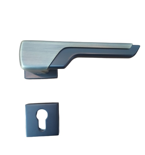 [CER-BAR-CER.06.21] CERRADURA DE MANILLA CON ROSETA PARA DORMITORIO SERIE FERRARA ACERO/NEGRO REF. CER.06.21 MARCA BARI