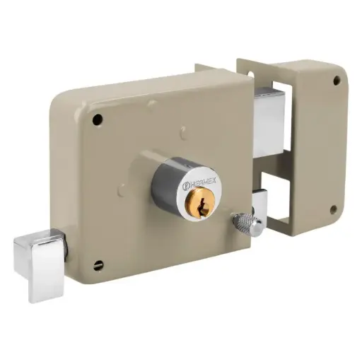 [CER-HER-43583] CERRADURA FIJA DE SOBREPONER DERECHA CILINDRO FIJO BLISTER MOD. CS-70DB REF. 43583 MARCA HERMEX