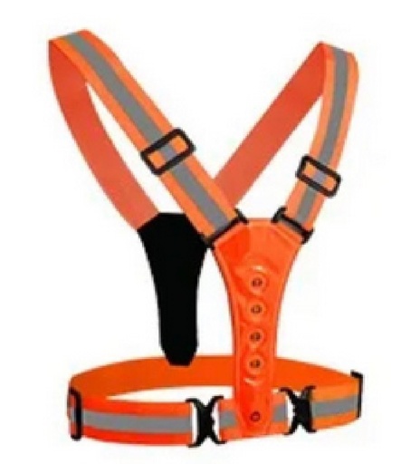 [CHA-SUM-CLRO-507] CHALECO TIPO ARNES VIAL CON CINTA REFLECTIVA NARANJA C/LUCES TALLA UNICA MARCA SUMIPLOCA