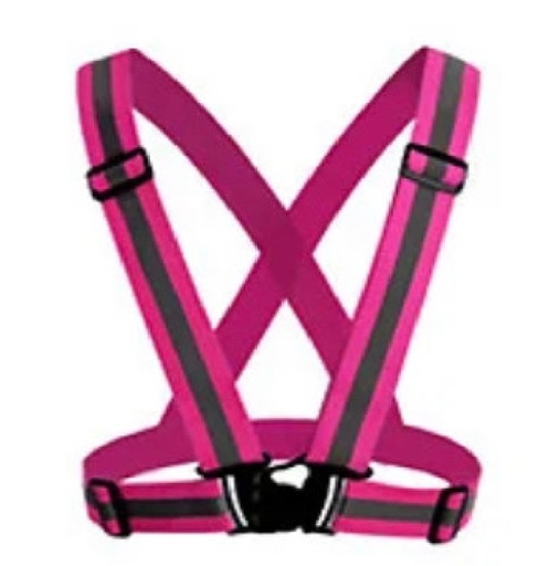 [CHA-SUM-CRP-402] CHALECO TIPO ARNES VIAL CON CINTA REFLECTIVA ROSADA TALLA UNICA MARCA SUMIPLOCA