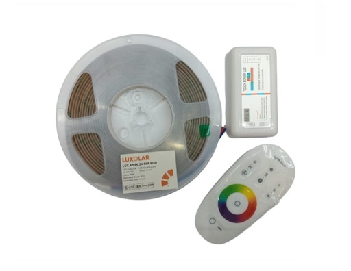 [CIN-LUX-LUX.A5000.24.14] KIT CINTA LED TIPO COB 5 MT 14W/MT 24V RGB C/CONTROL IRS24K-6A REF A5000.24.14 + G1301 MARCA LUXOLAR