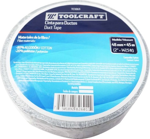 [CIN-TOO-TC1063] CINTA PARA DUCTOS 48 MM X 45 MTS REF. TC1063 MARCA TOOLCRAFT