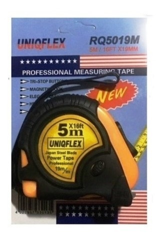 [CIN-UNI-RQ5019M] CINTA METRICA PROFESIONAL 5 MTS REF. RQ5019M MARCA UNIQFLEX