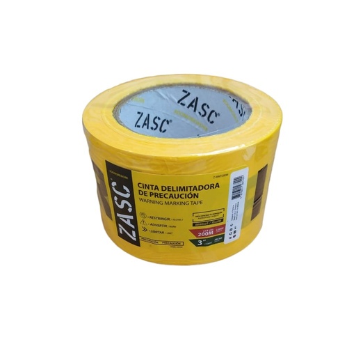 [CIN-ZAS-567424] CINTA DE SEGURIDAD COLOR AMARILLO " PRECAUCION" 3" X 200 MTS REF. 567424 MARCA ZASC
