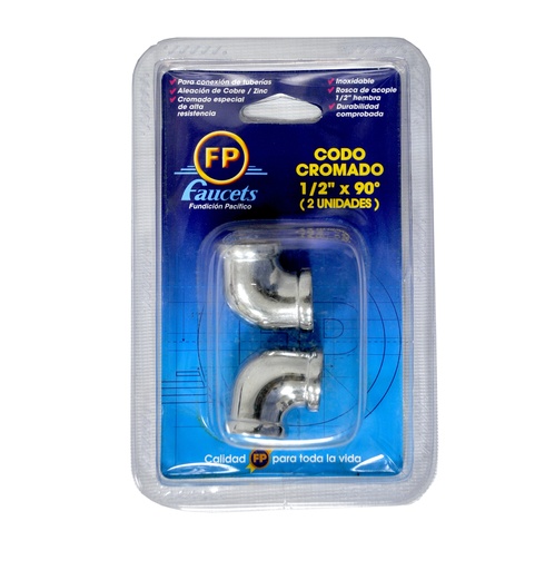[COD-FP-05CN05B] CODO CROMADOS 1/2" X 90° BLISTER2 PZAS REF. 05CN05B MARCA FP