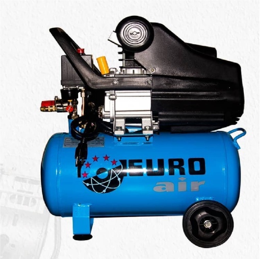[COM-EUR-00000610] COMPRESOR HORIZONTAL C/RUEDAS COAXIAL 24 LTS 2 HP 110V 240L/MIN 2850 RPM REF. F2HP/24 MARCA EUROAIR