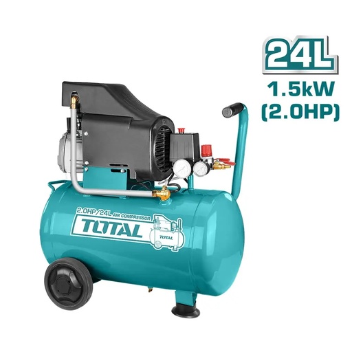 [COM-TOT-UTC220248] COMPRESOR DE AIRE 24 LTS 1.5 KW 2 HP 116 PSI 110 V 3.400 RPM REF. UTC220248 MARCA TOTAL TOOLS