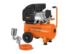 [COM-TRU-100300] COMPRESOR HORIZONTAL C/RUEDAS 25 LTS 2 HP C/ MANG. MOD.COMP-KIT25 REF.100300 / K0300 MARCA TRUPER