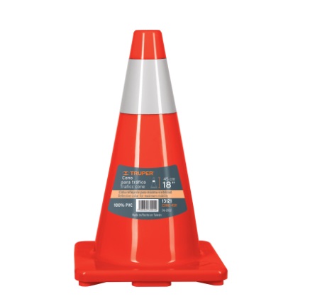 [CON-TRU-13121] CONO DE SEGURIDAD FLEXIBLE 45 CM C/CINTA REFLECTIVA MOD. CONO-45R REF. 13121 MARCA TRUPER