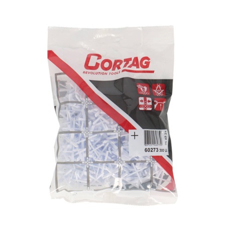 [CRU-COR-60268] CRUCETAS PARA SISTEMA DE NIVELACION 1 MM PORCELAN/CERAMICA (BOLSA 300 UND) REF.60268 MARCA CORTAG RT