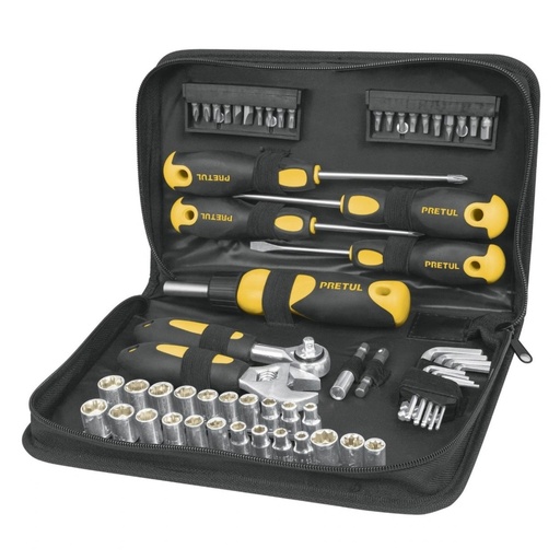 [DAD-PRE-22715] JGO. DE AUTOCLET/DADOS Y PUNTAS 61 PZAS MOD. SET-61 REF. 22715 MARCA PRETUL