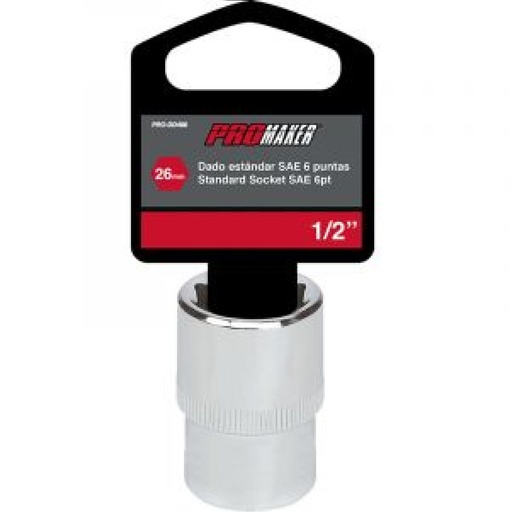 [DAD-PRO-DD486] DADO CORTO HEXAGONAL 1/2" X 26 MM REF. PRO-DD486 MARCA PROMAKER