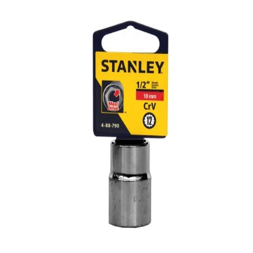 [DAD-STA-88790B] DADO CORTO ESTRIA CROMADO 1/2" X 18 MM C/ B REF. 88-790 COD. 887908 MARCA STANLEY