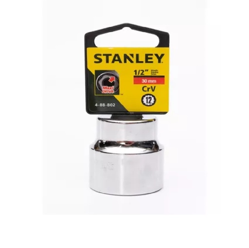 [DAD-STA-88802] DADO CORTO ESTRIA CROMADO 1/2" X 30 MM C/ B REF. 88802 MARCA STANLEY