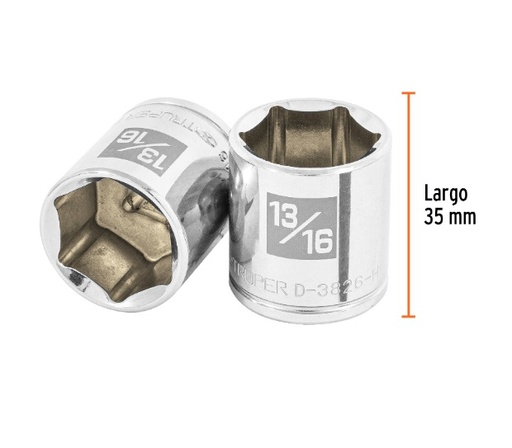 [DAD-TRU-13614] DADO 6 PUNTAS 3/8" X13/16 " MOD. D-5226-H REF. 13614 MARCA TRUPER